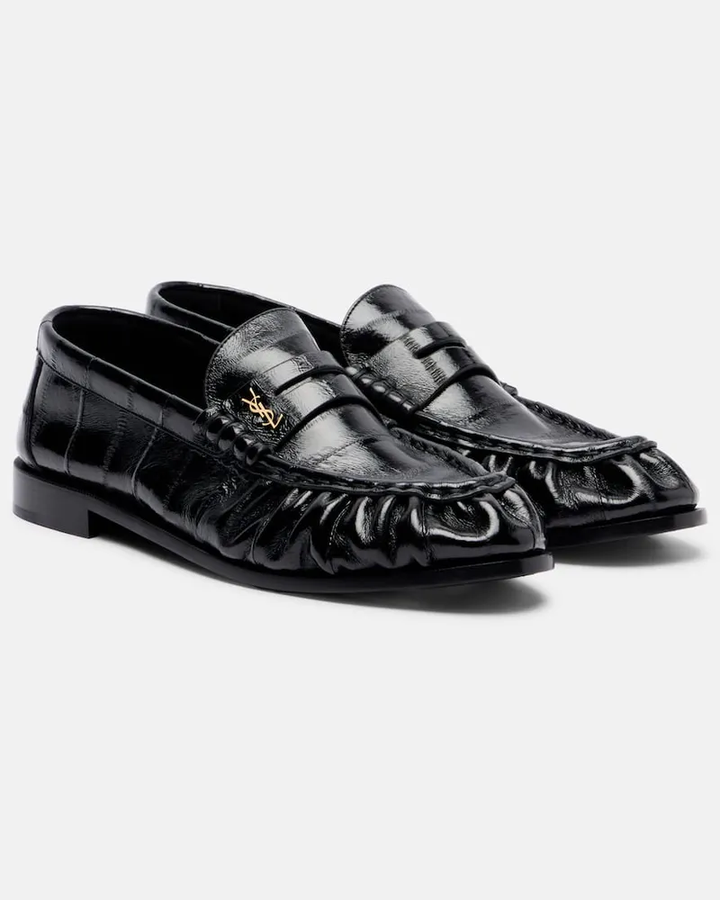 Saint Laurent Loafers aus Lackleder Schwarz