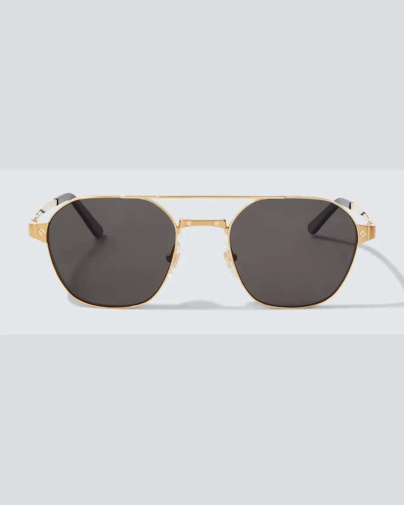 Cartier Aviator-Sonnenbrille Santos De Cartier Gold