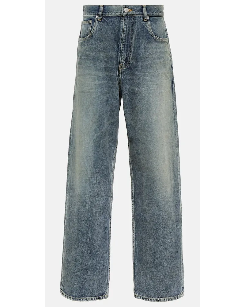 Balenciaga Mid-Rise Wide-Leg Jeans Blau