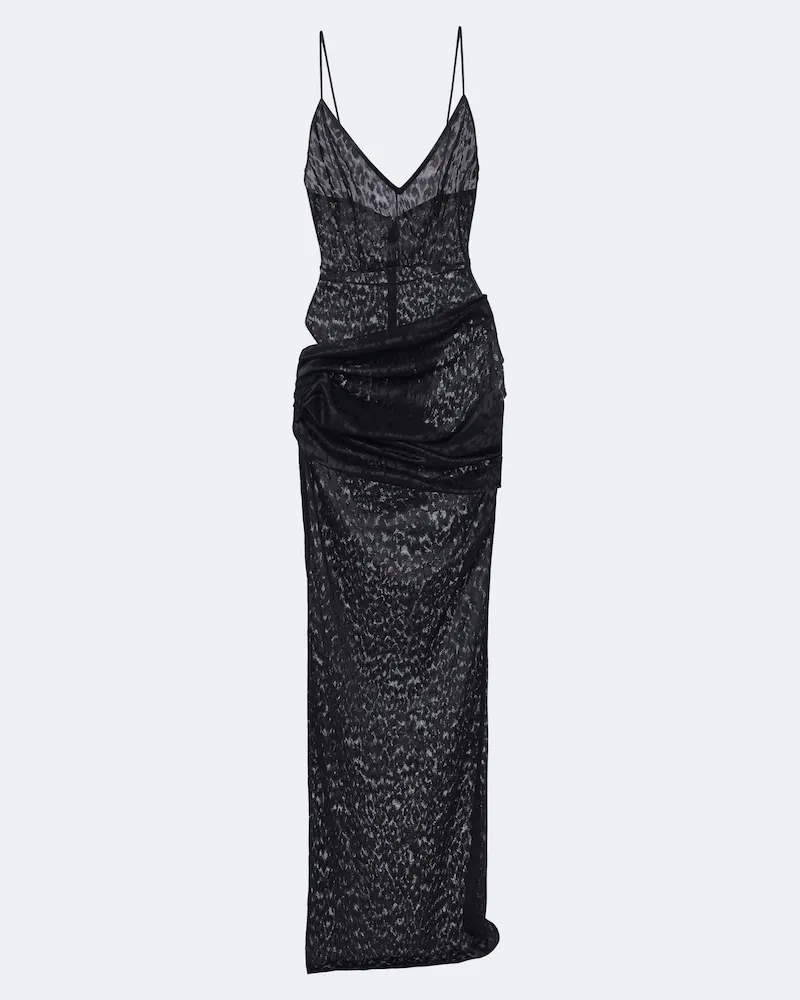 Alex Perry Maxikleid aus Spitze Schwarz