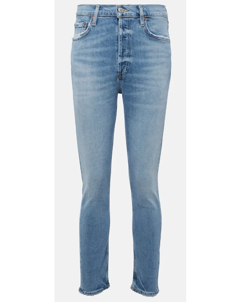 AGOLDE High-Rise Skinny Jeans Nico Blau
