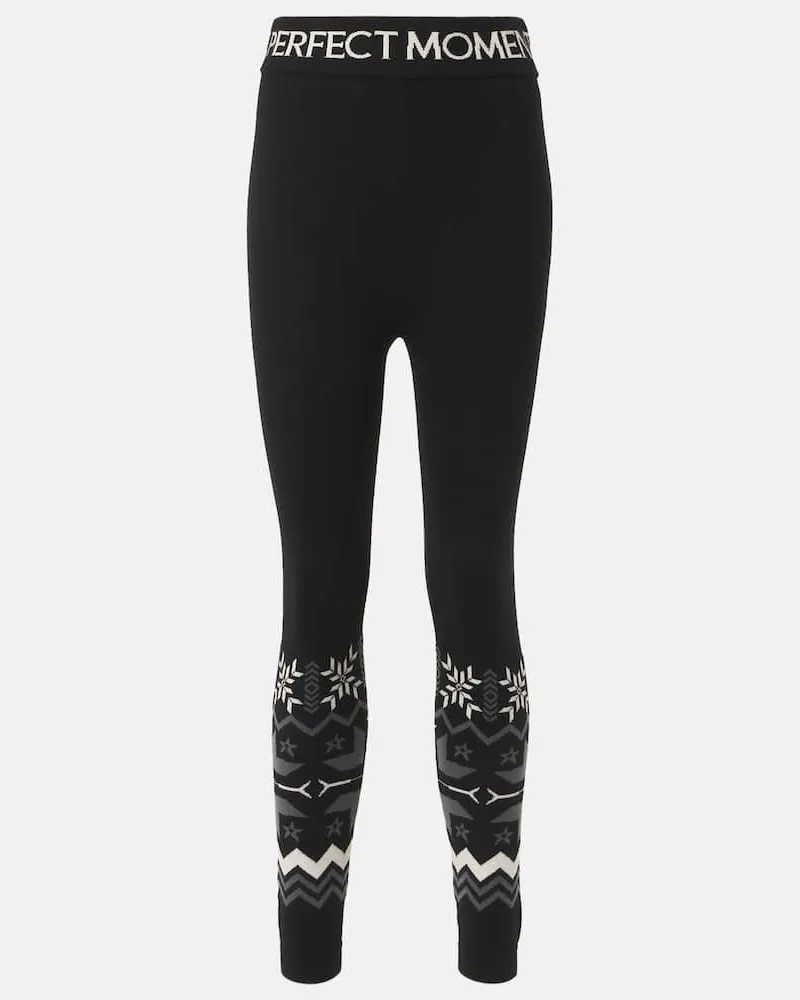 Perfect Moment Ski-Leggings Nordic aus Wolle Schwarz
