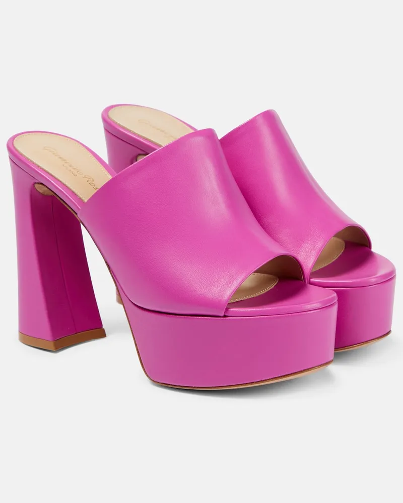 Gianvito Rossi Plateau-Pantoletten Holly aus Leder Rosa
