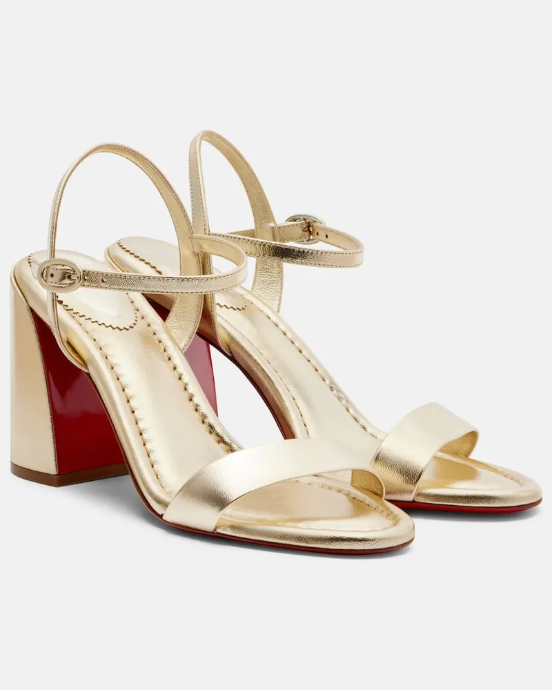 Christian Louboutin Sandalen Miss Jane 85 aus Metallic-Leder Gold