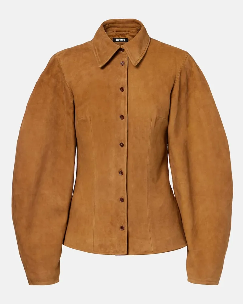 ROTATE Birger Christensen Hemd aus Veloursleder Braun