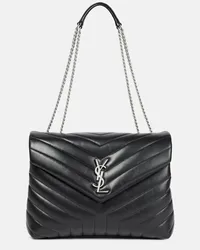 Saint Laurent Schultertasche Loulou Medium aus Leder Schwarz