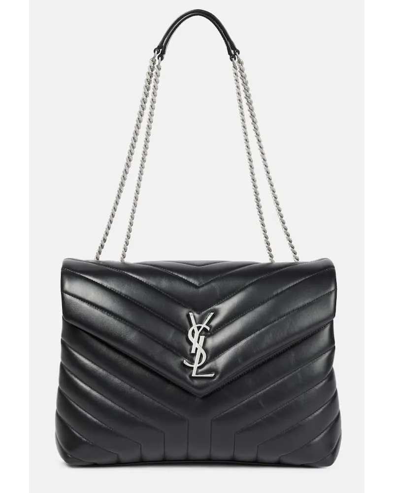 Saint Laurent Schultertasche Loulou Medium aus Leder Schwarz