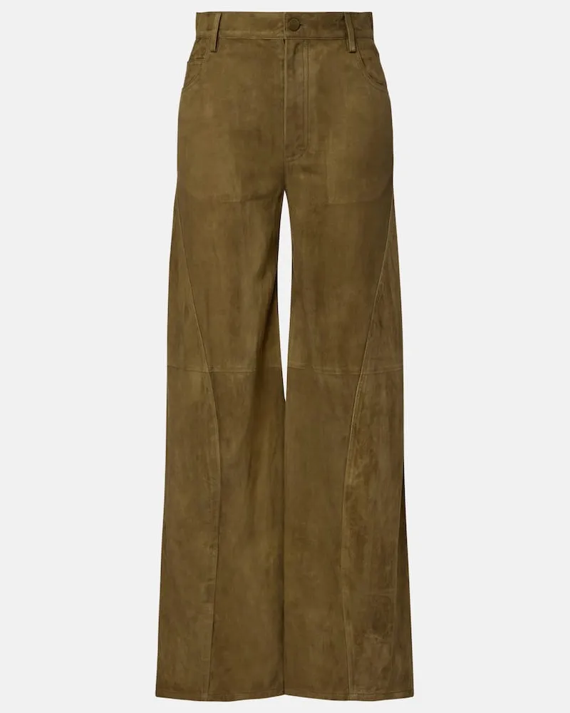 Marni Weite Hose aus Veloursleder Grün