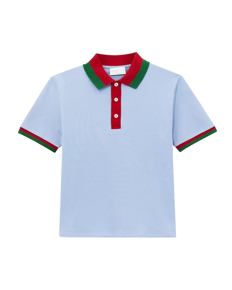 Gucci Polohemd Web Stripe aus einem Baumwollgemisch Blau