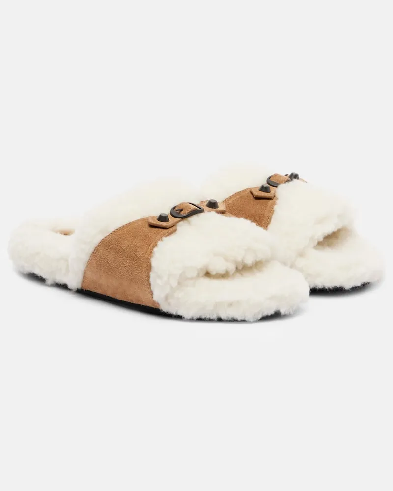 Balenciaga Pantoletten aus Veloursleder Beige