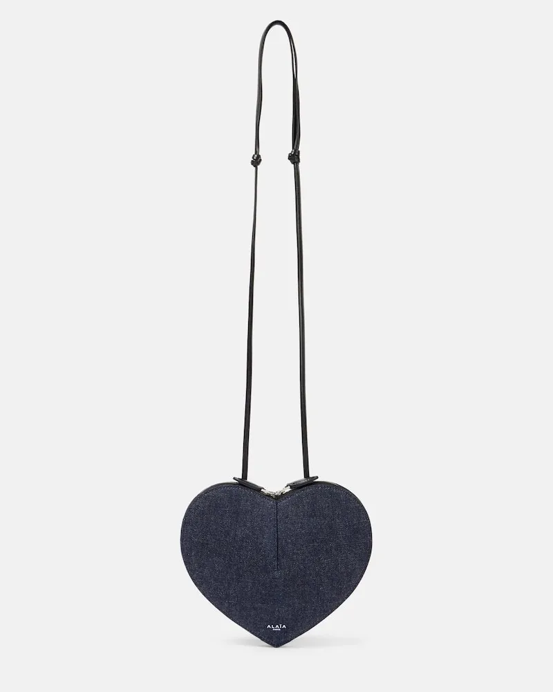 Alaïa Alaïa Schultertasche Le Cœur aus Denim Blau
