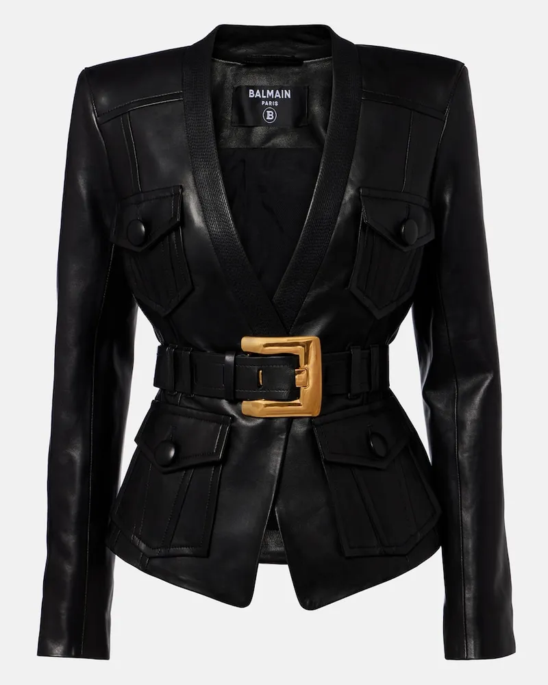 Balmain Lederjacke Schwarz