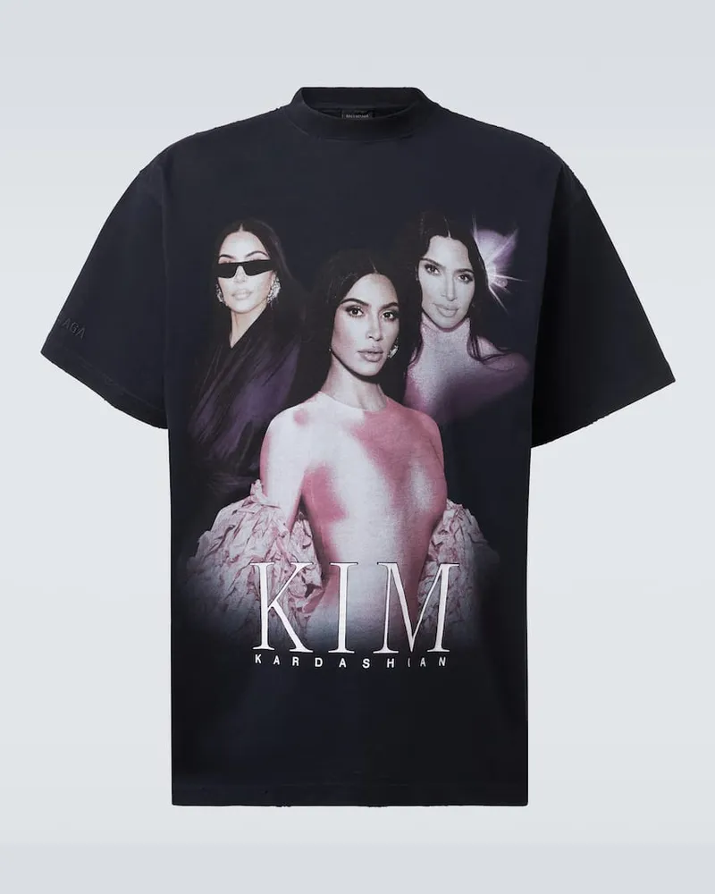 Balenciaga T-Shirt Kim K aus Baumwoll-Jersey Schwarz