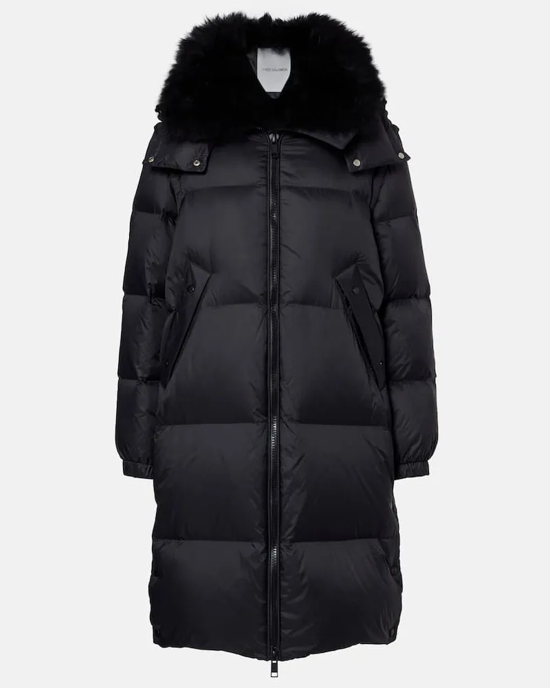 Yves Salomon Daunenmantel Doudoune mit Shearling Schwarz