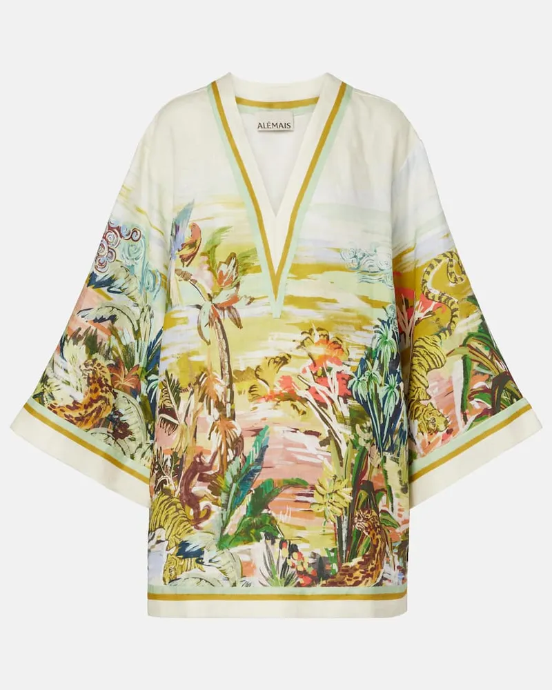 ALEMAIS Alémais Bedruckte Tunika Jungle Boogie aus Leinen Multicolor