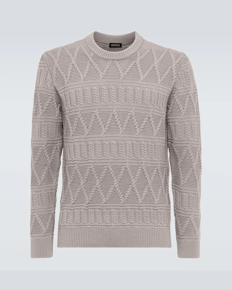 Ermenegildo Zegna Pullover Aran aus Wolle Nude