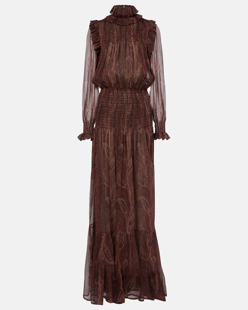 Saint Laurent Robe aus Seide Beige