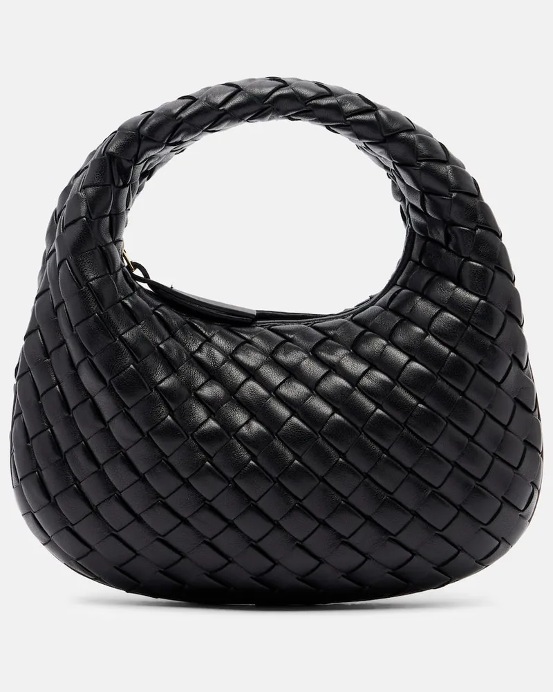 Bottega Veneta Schultertasche Veneta Small aus Leder Schwarz