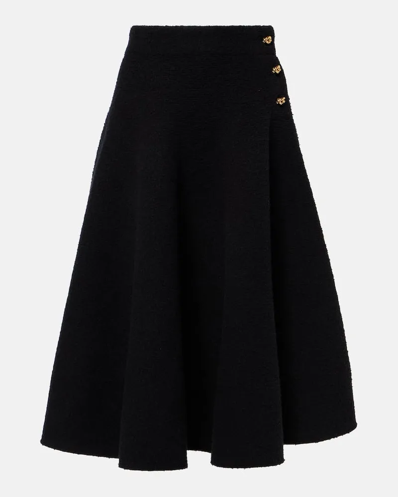 Bottega Veneta Midirock aus Wolle Schwarz