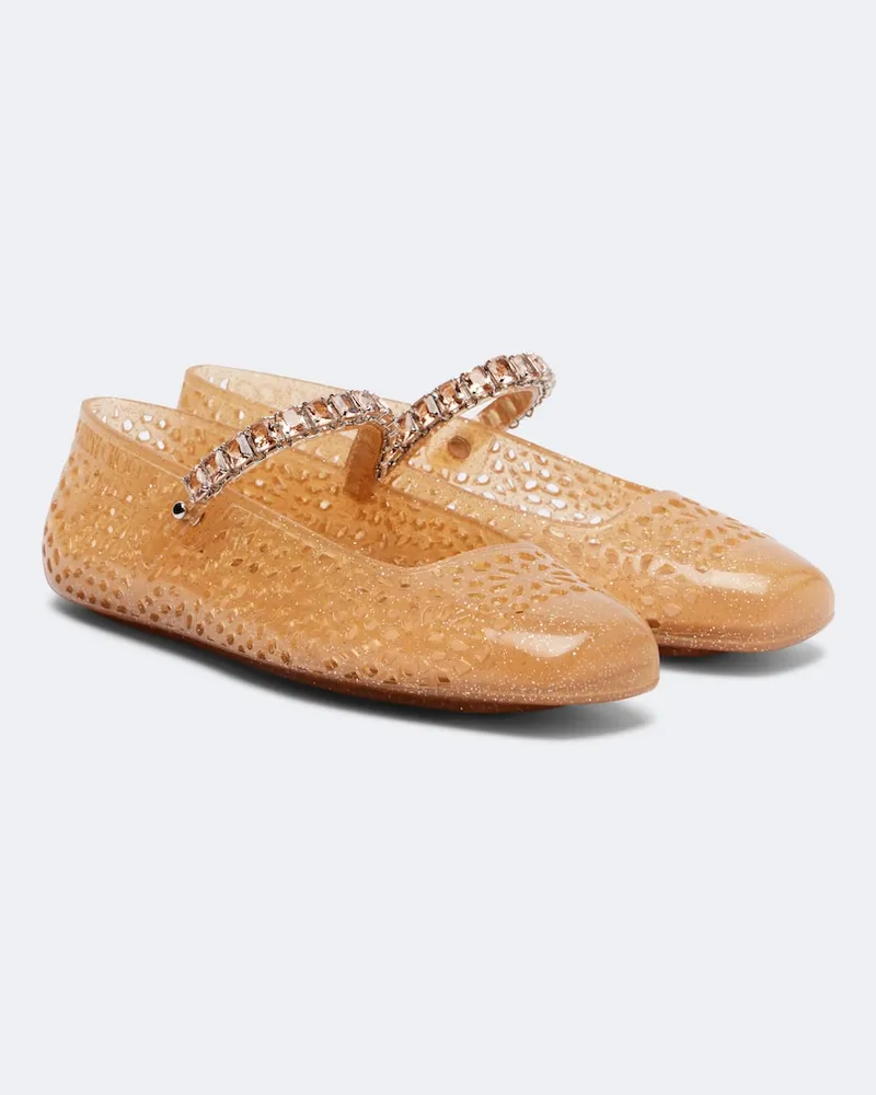 Jimmy Choo Ballerinas Jelly mit Kristallen Orange