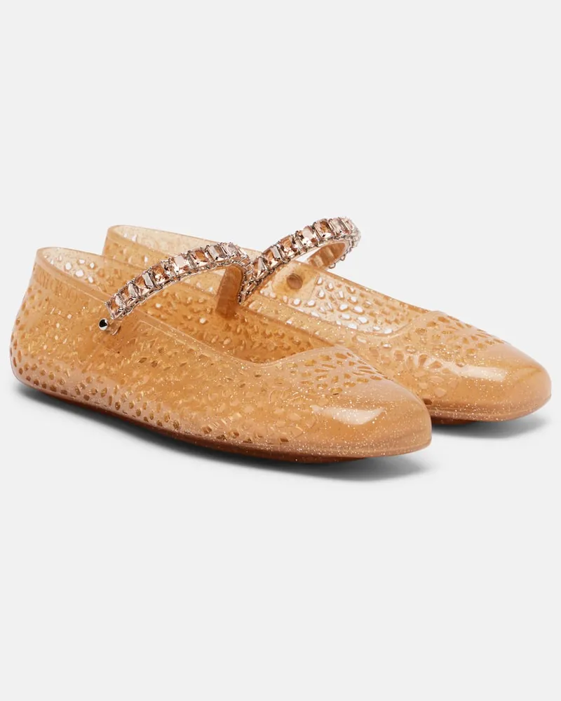Jimmy Choo Ballerinas Jelly mit Kristallen Orange