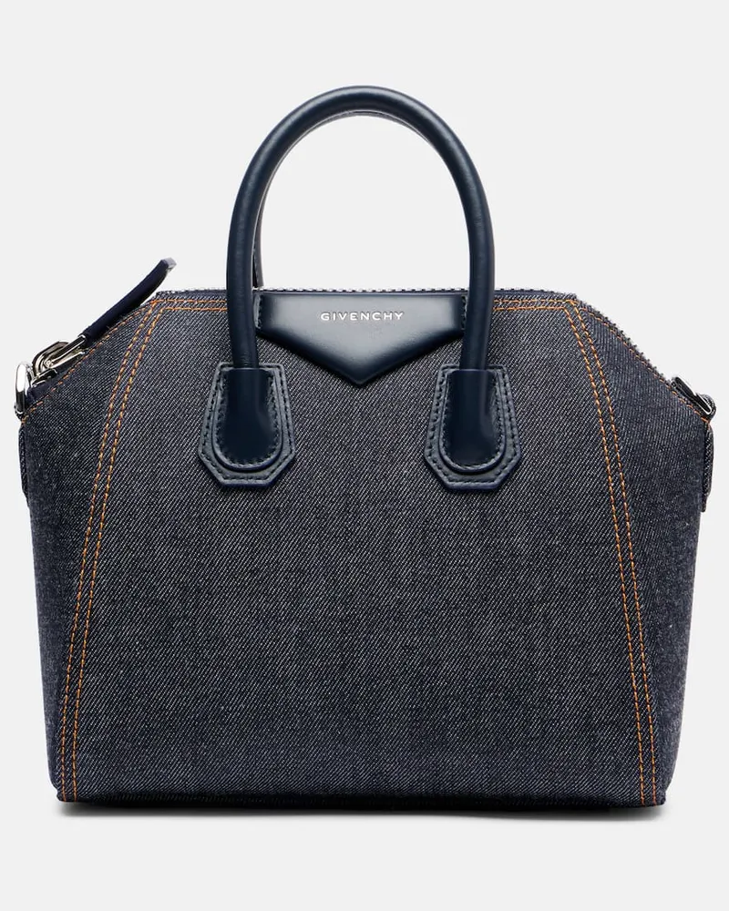 Givenchy Tote Bag Antigona Mini aus Denim Blau