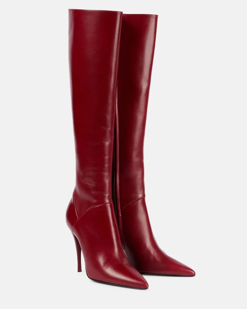 Saint Laurent Stiefel Vivian 100 aus Leder Rot
