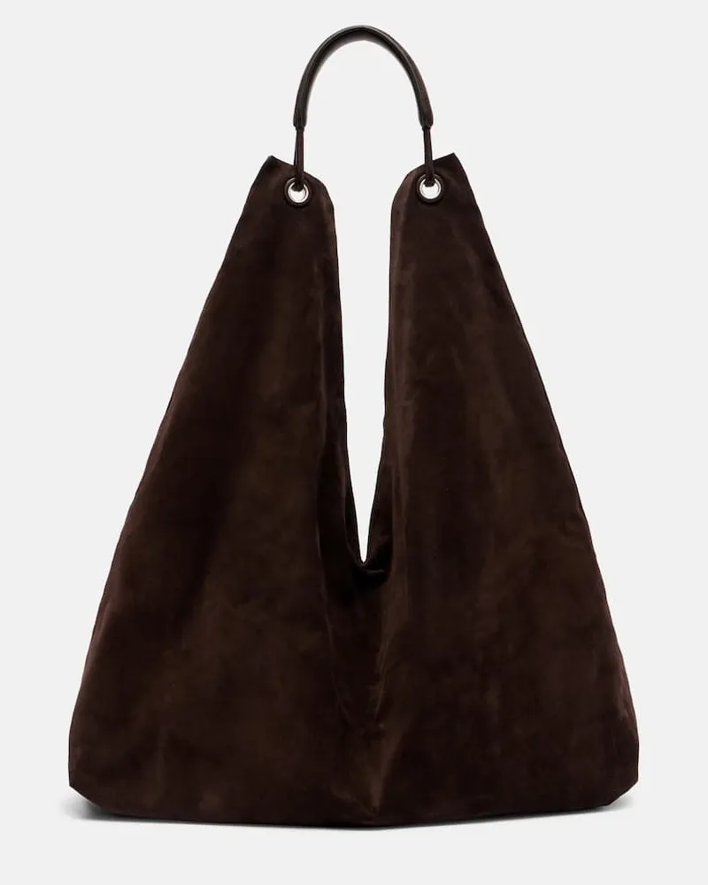 The Row Tote Bag Bindle Large aus Veloursleder Braun