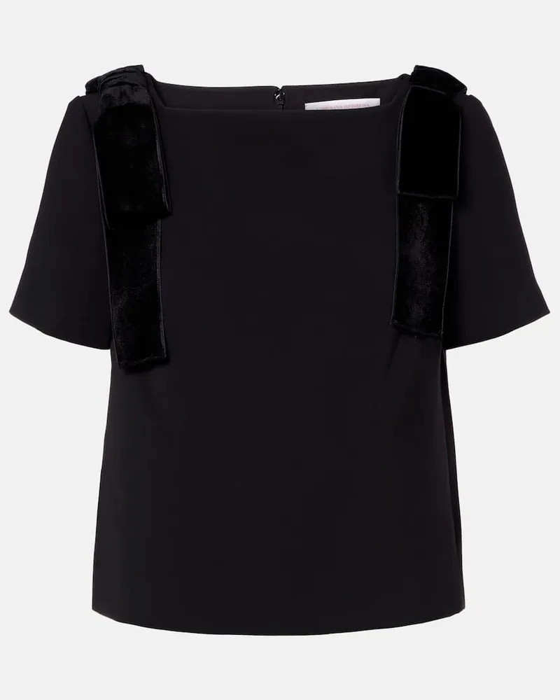 Carolina Herrera New York Top aus Crêpe mit Samt Schwarz