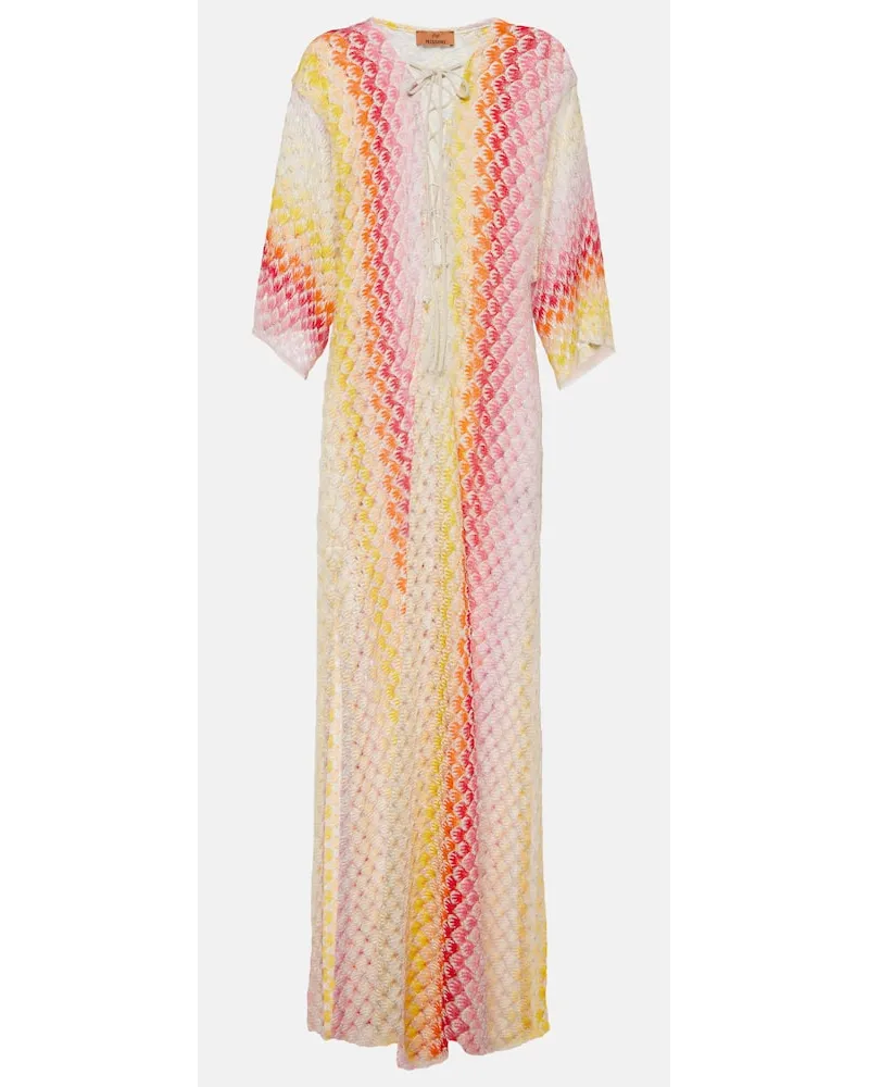 Missoni Kaftan aus Haekelstrick Rot