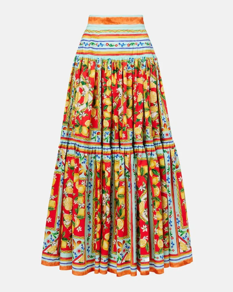 Dolce & Gabbana Maxirock Taormina aus Baumwolle Multicolor