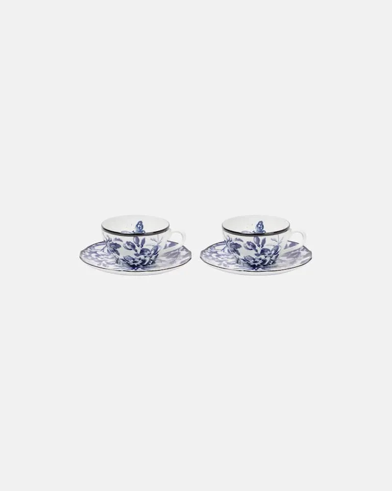 Gucci Set Herbarium aus zwei Teetassen und Untertassen Weiã