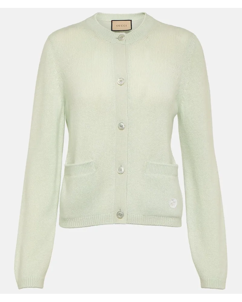 Gucci Cardigan Interlocking G aus Kaschmir Gruen