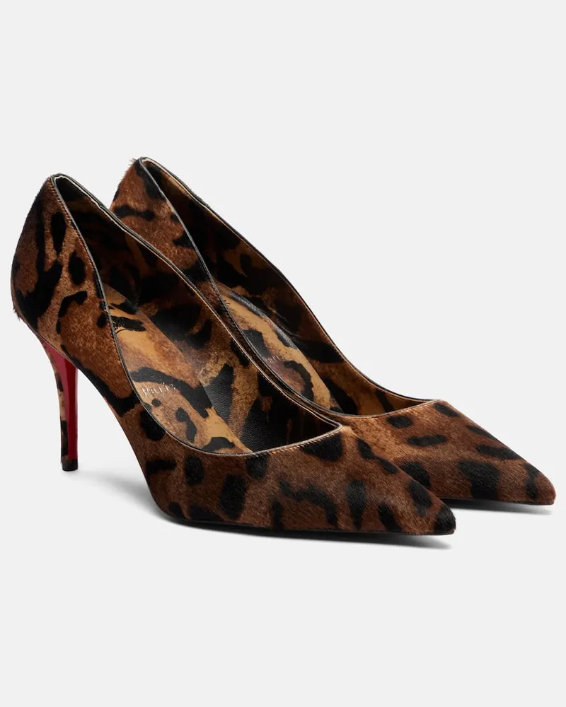 Christian Louboutin Bedruckte Pumps Miss Z 80 aus Kalbshaar Braun
