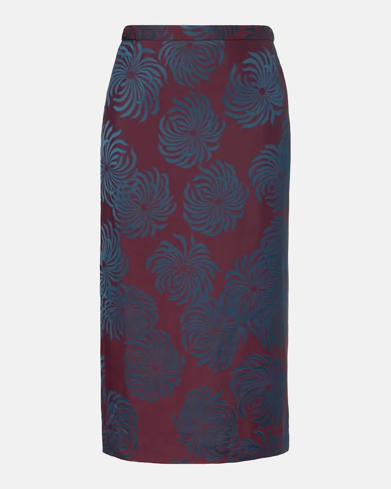 Dries van Noten Bedruckter Midirock Burgund
