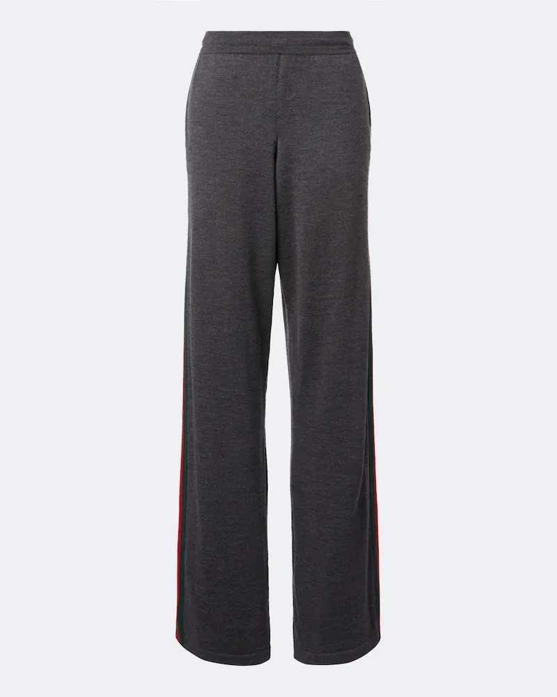 Gucci Weite Hose aus einem Wollgemisch Grau