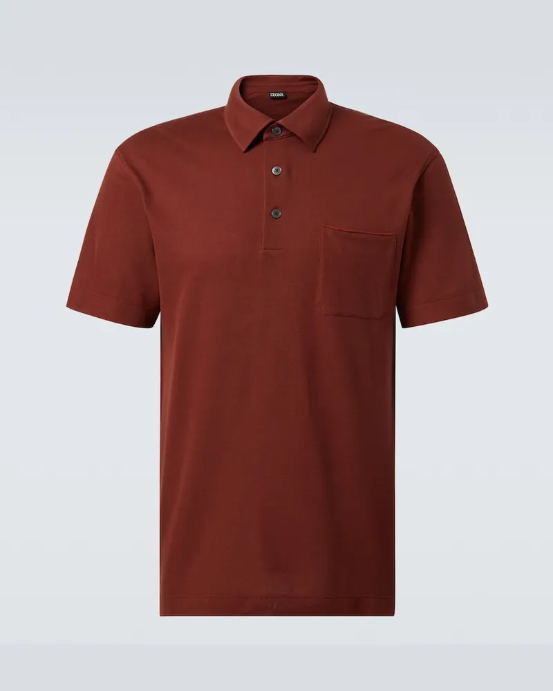 Ermenegildo Zegna Polohemd aus Baumwoll-Piqué Rot