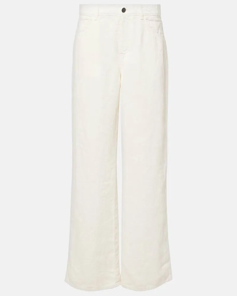 The Row Mid-Rise Straight Jeans Eglitta aus Leinen Weiß