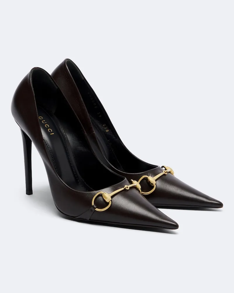 Gucci Pumps Donna Horsebit aus Leder Braun