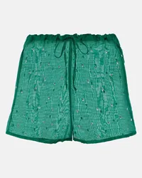 Oséree Oseree Verzierte Shorts Gem aus Baumwolle und Seide Gruen