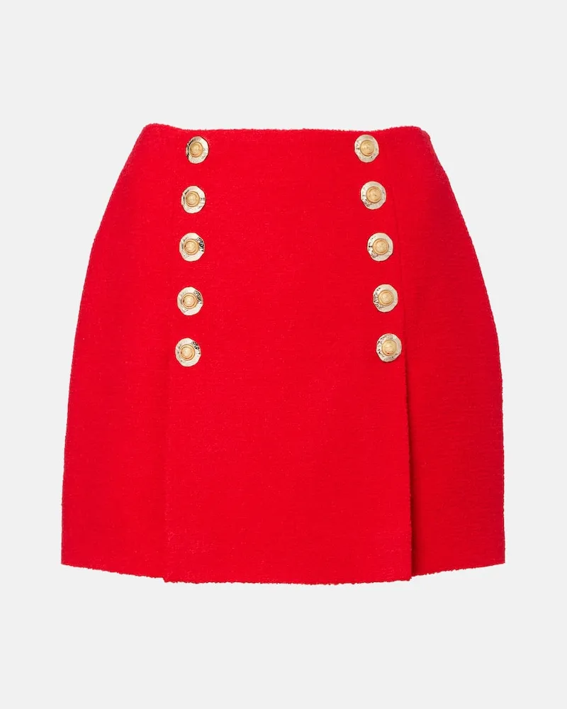 Balmain Minirock aus einem Wollgemisch Rot