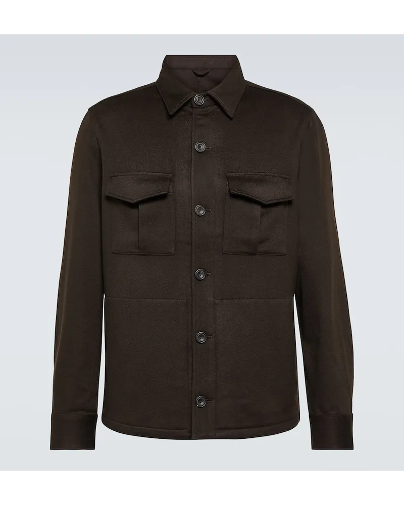 Thom Sweeney Hemdjacke aus Kaschmir Braun