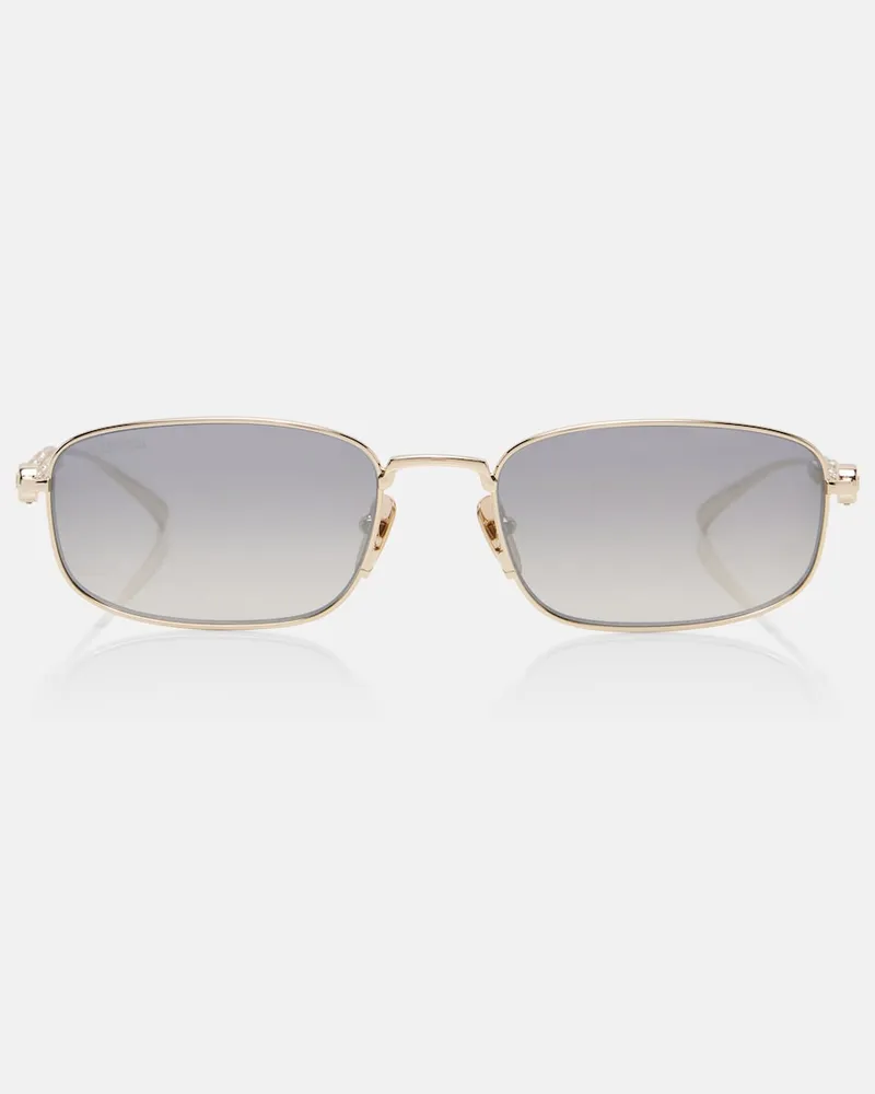 Gucci Eckige Sonnenbrille Bamboo mit Kristallen Gold