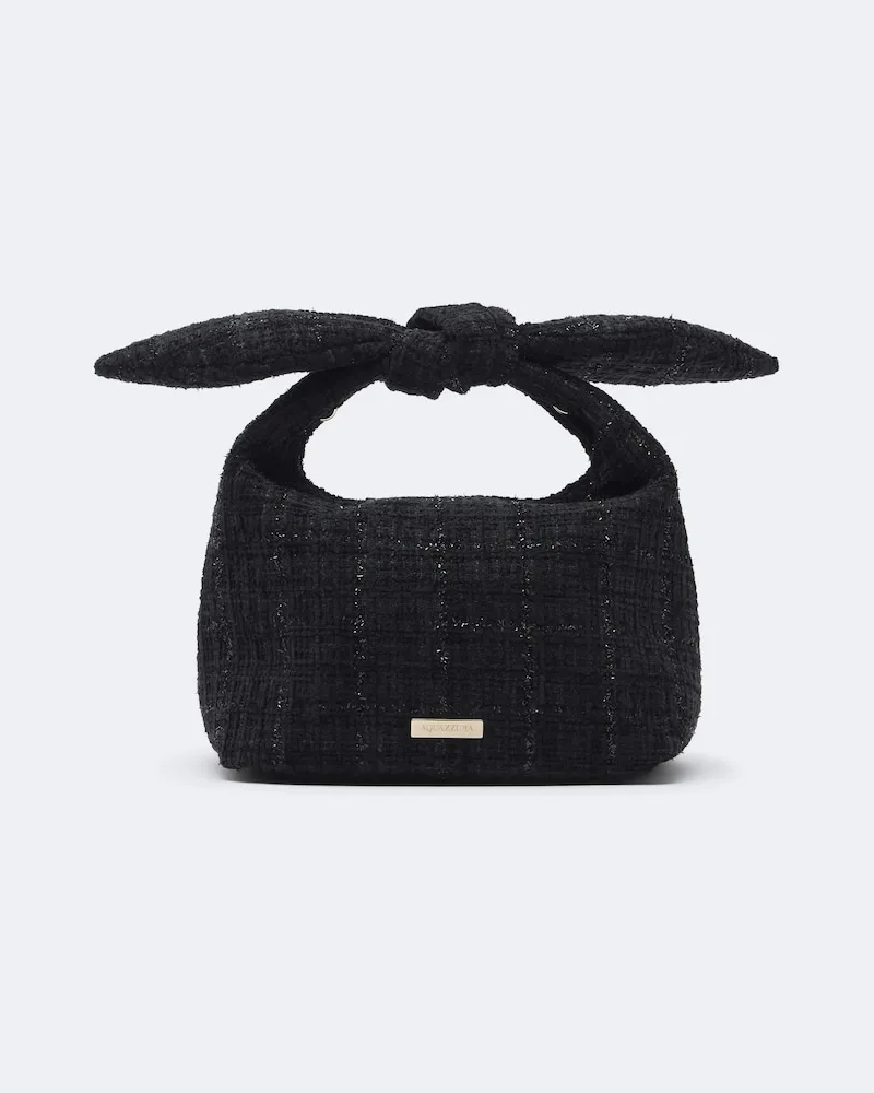 Aquazzura Henkeltasche Bow Tie Mini aus Canvas Schwarz