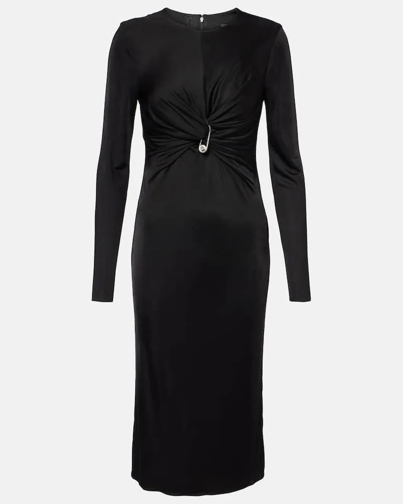 Versace Midikleid Safety Pin aus Jersey Schwarz