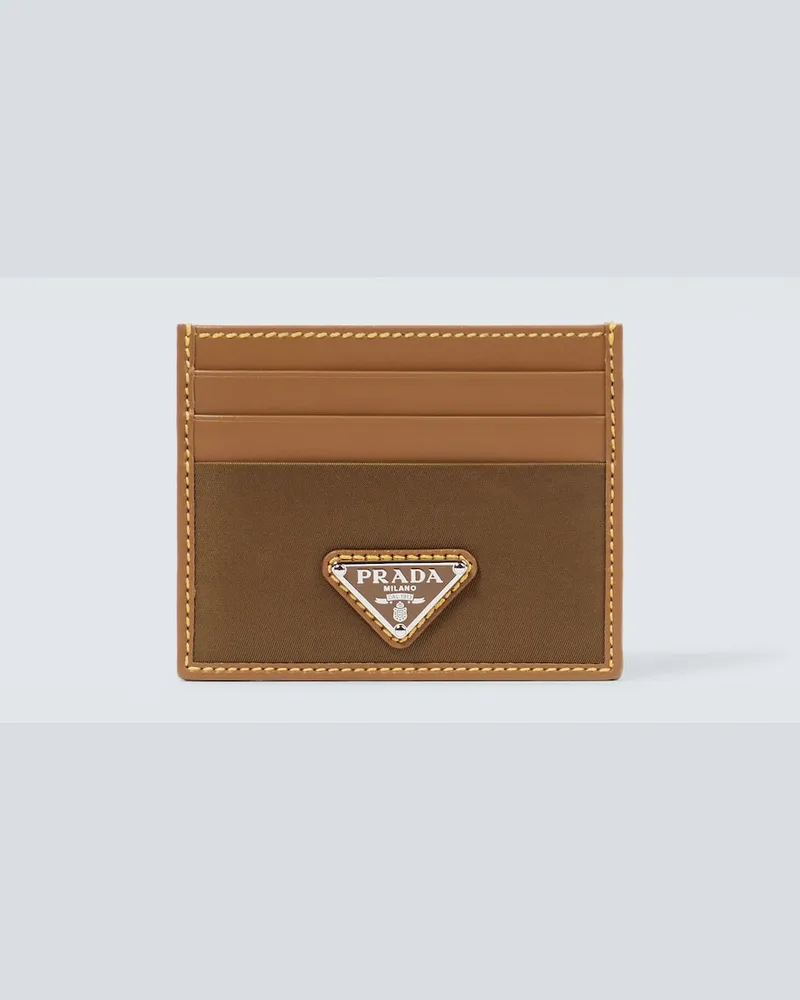 Prada Kartenetui aus Re-Nylon und Leder Braun
