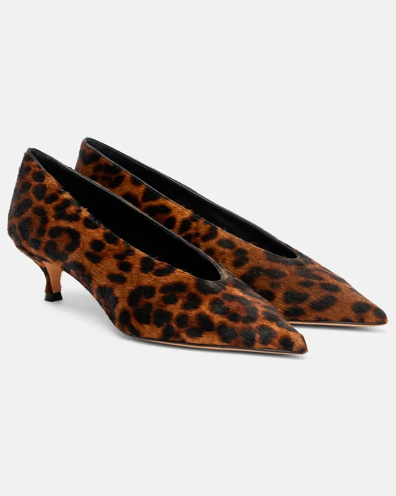 Le Monde Béryl Le Monde Béryl Bedruckte Pumps aus Kalbshaar Braun
