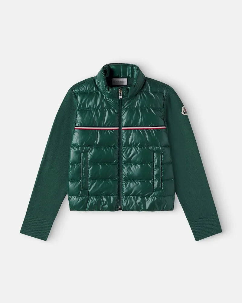 Moncler Daunenjacke mit Strick Grün