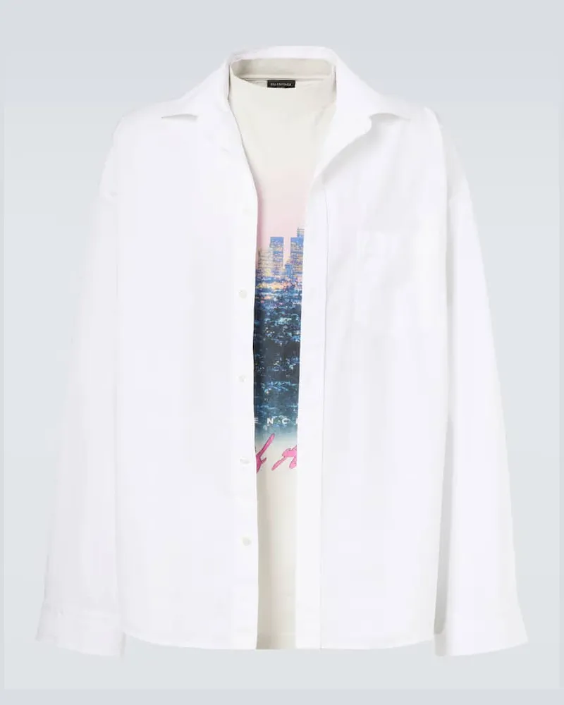 Balenciaga Hemd aus Jersey und Popeline Weiß