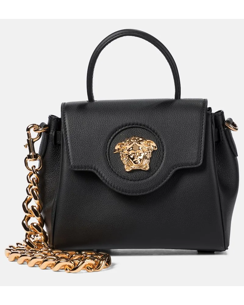 Versace Tote La Medusa Small aus Leder Schwarz